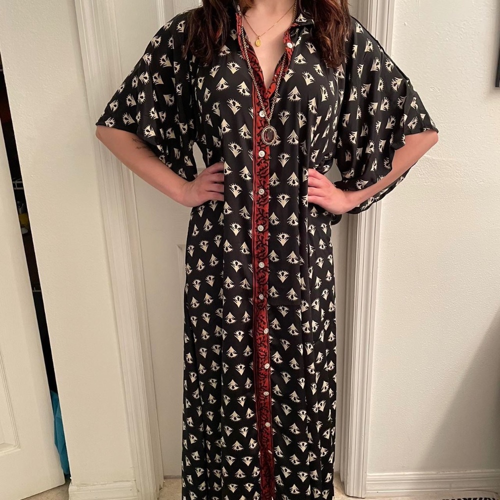 Kimono Maxi Dress. Printed Cotton Fabric  Boho Resortwear. Size Medium/Large.